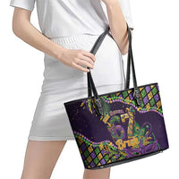 Six Seven Mardi Gras Leather Tote Bag 67 Carnival Mask Beads - Wonder Print Shop