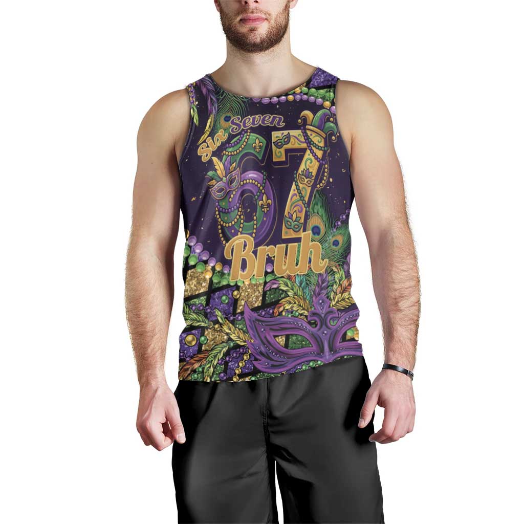 Six Seven Mardi Gras Men Tank Top 67 Carnival Mask Beads - Wonder Print Shop
