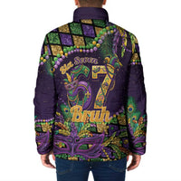Six Seven Mardi Gras Padded Jacket 67 Carnival Mask Beads - Wonder Print Shop