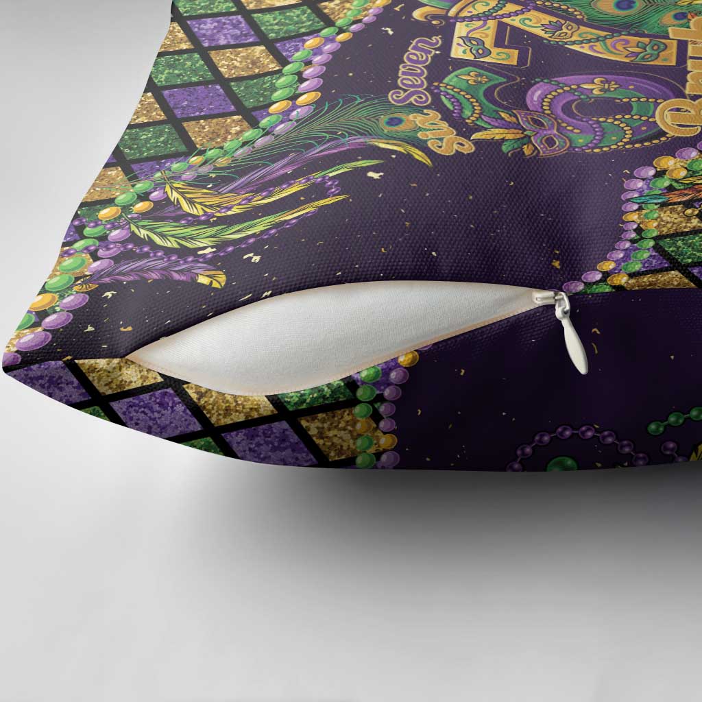 Six Seven Mardi Gras Pillow Cover 67 Carnival Mask Beads - Wonder Print Shop