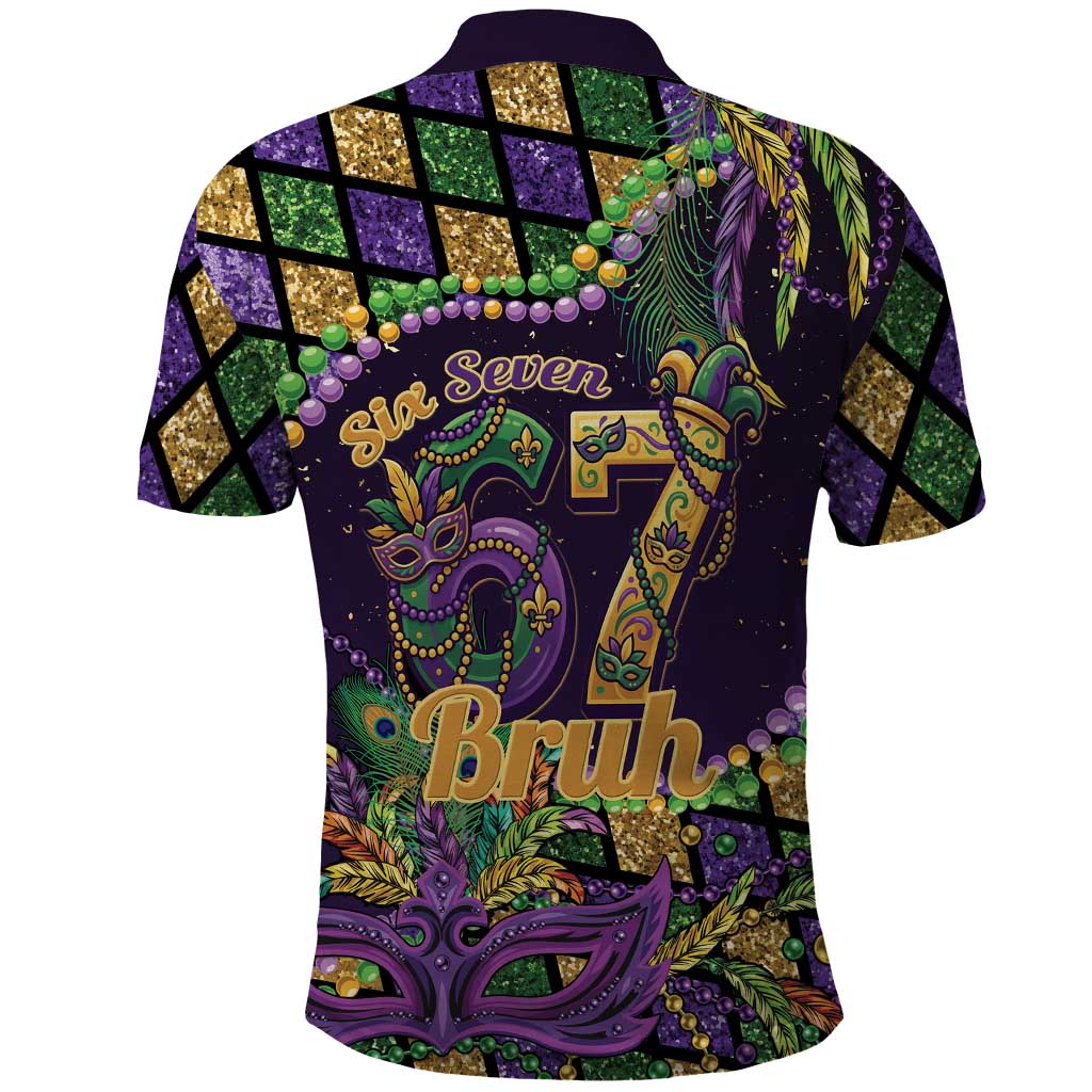 Six Seven Mardi Gras Polo Shirt 67 Carnival Mask Beads - Wonder Print Shop