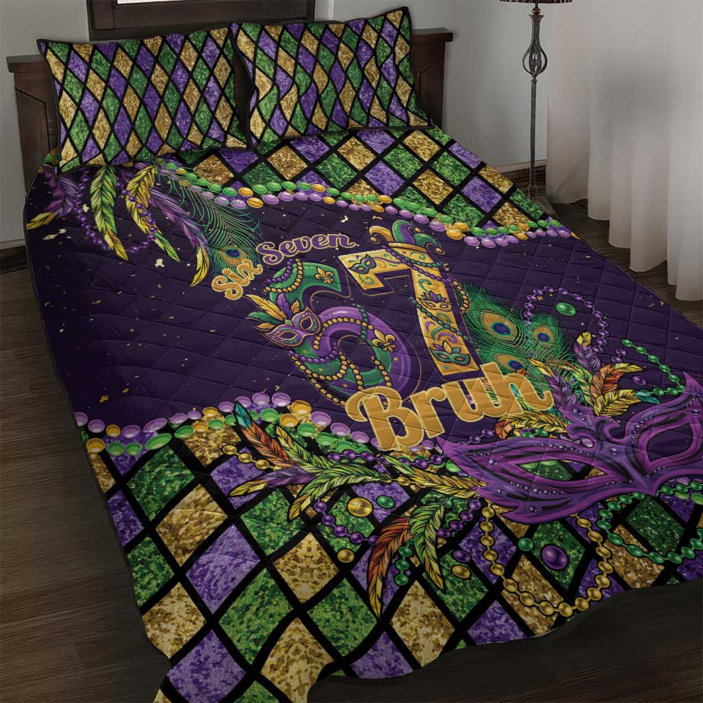 Six Seven Mardi Gras Quilt Bed Set 67 Carnival Mask Beads - Wonder Print Shop