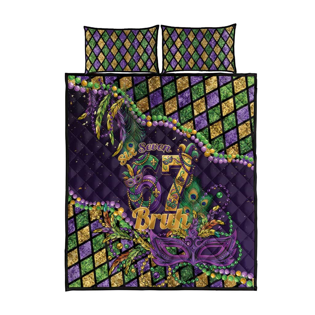 Six Seven Mardi Gras Quilt Bed Set 67 Carnival Mask Beads - Wonder Print Shop