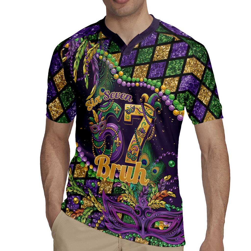Six Seven Mardi Gras Rugby Jersey 67 Carnival Mask Beads - Wonder Print Shop