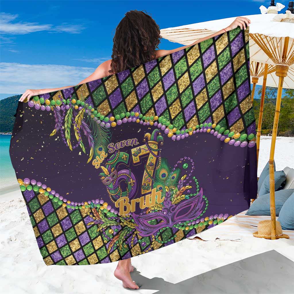 Six Seven Mardi Gras Sarong 67 Carnival Mask Beads - Wonder Print Shop