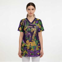 Six Seven Mardi Gras Scrub Top 67 Carnival Mask Beads - Wonder Print Shop
