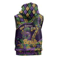 Six Seven Mardi Gras Sleeveless Zip Hoodie 67 Carnival Mask Beads - Wonder Print Shop