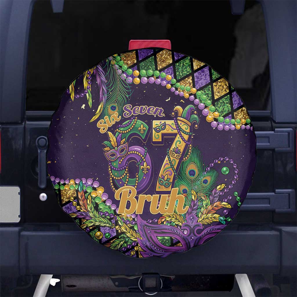 Six Seven Mardi Gras Spare Tire Cover 67 Carnival Mask Beads - Wonder Print Shop