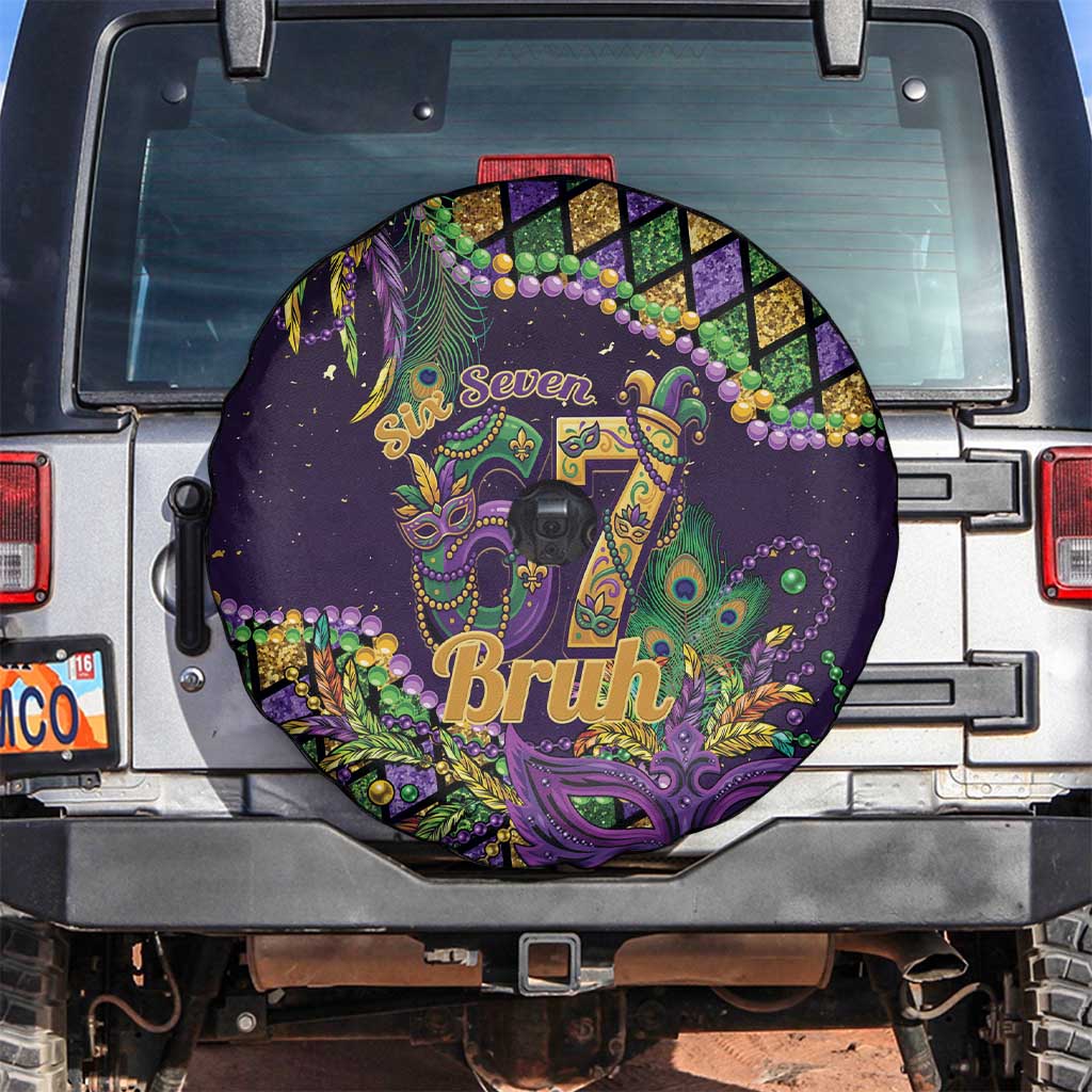 Six Seven Mardi Gras Spare Tire Cover 67 Carnival Mask Beads - Wonder Print Shop