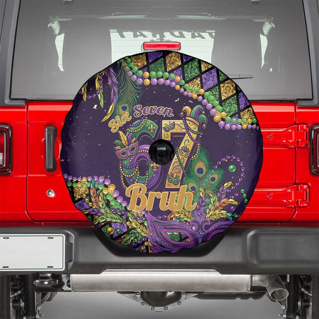 Six Seven Mardi Gras Spare Tire Cover 67 Carnival Mask Beads - Wonder Print Shop