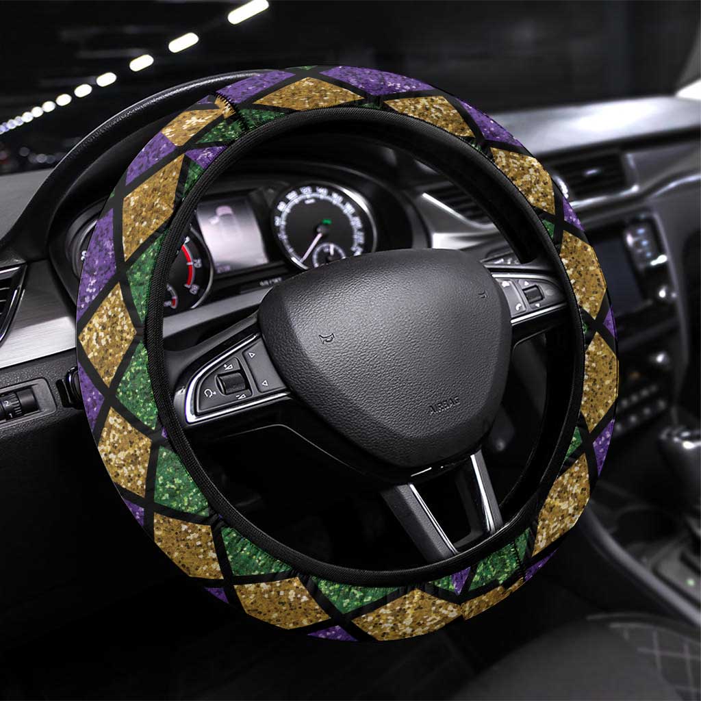 Six Seven Mardi Gras Steering Wheel Cover 67 Carnival Mask Beads - Wonder Print Shop