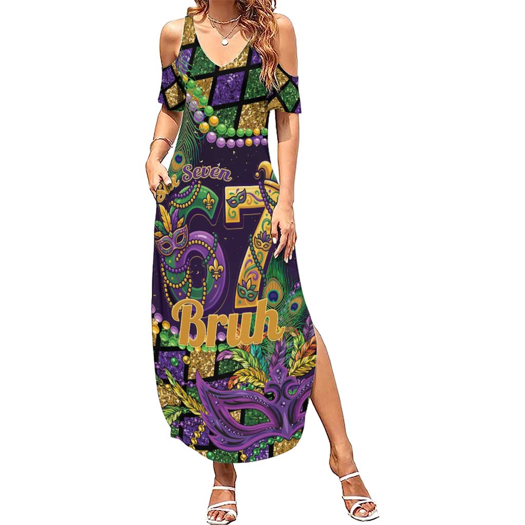 Six Seven Mardi Gras Summer Maxi Dress 67 Carnival Mask Beads - Wonder Print Shop