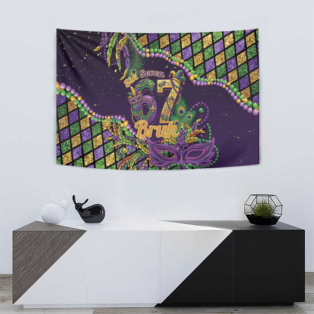 Six Seven Mardi Gras Tapestry 67 Carnival Mask Beads - Wonder Print Shop