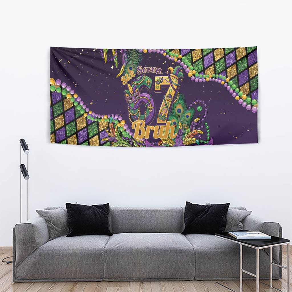 Six Seven Mardi Gras Tapestry 67 Carnival Mask Beads - Wonder Print Shop