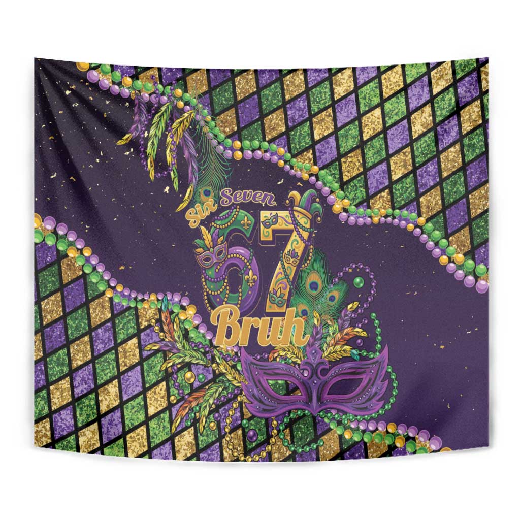 Six Seven Mardi Gras Tapestry 67 Carnival Mask Beads - Wonder Print Shop