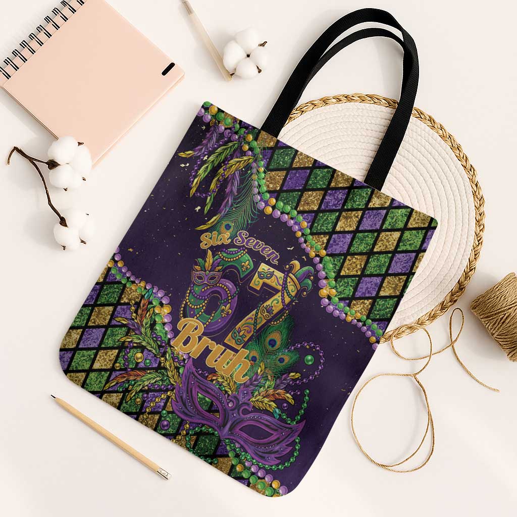 Six Seven Mardi Gras Tote Bag 67 Carnival Mask Beads - Wonder Print Shop