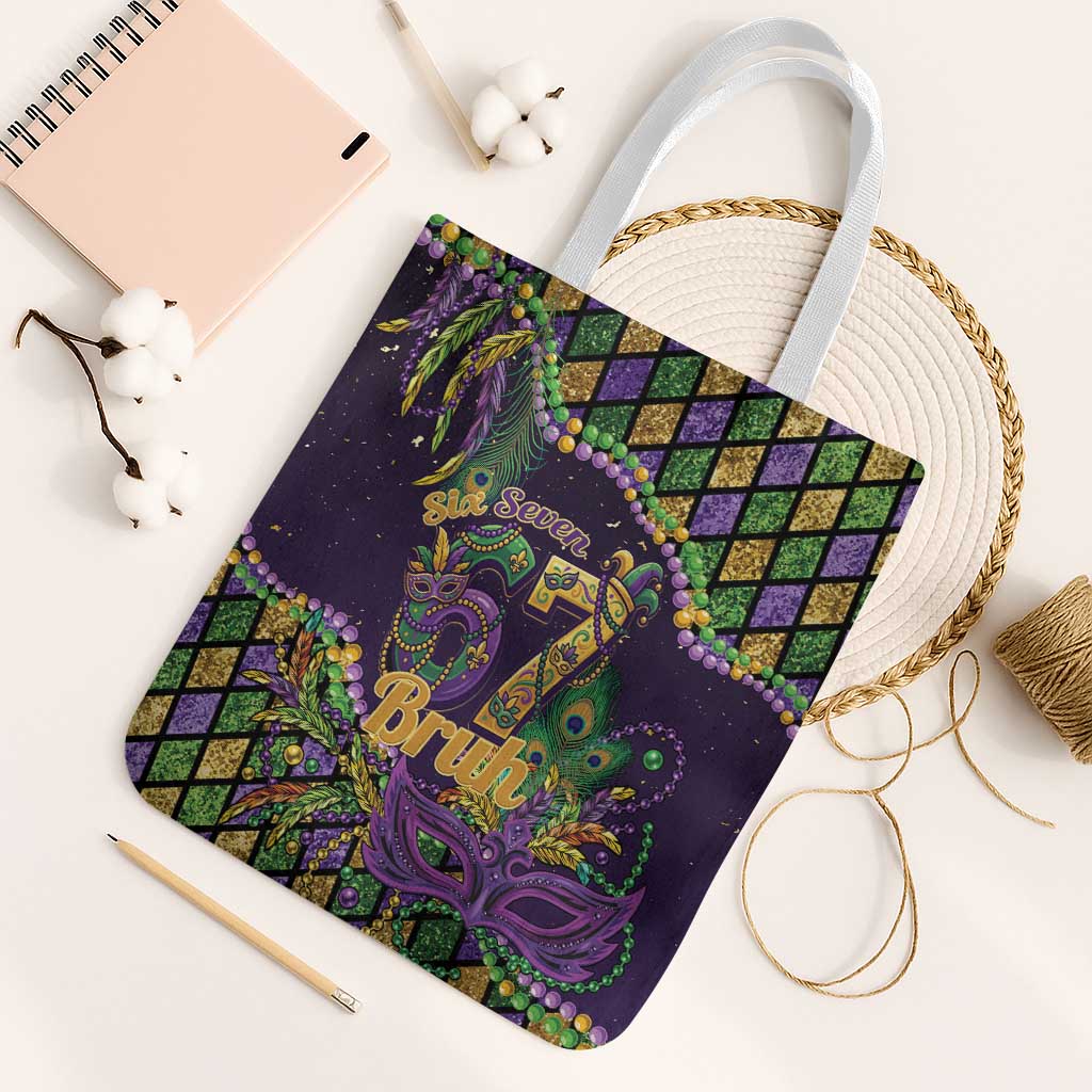 Six Seven Mardi Gras Tote Bag 67 Carnival Mask Beads - Wonder Print Shop
