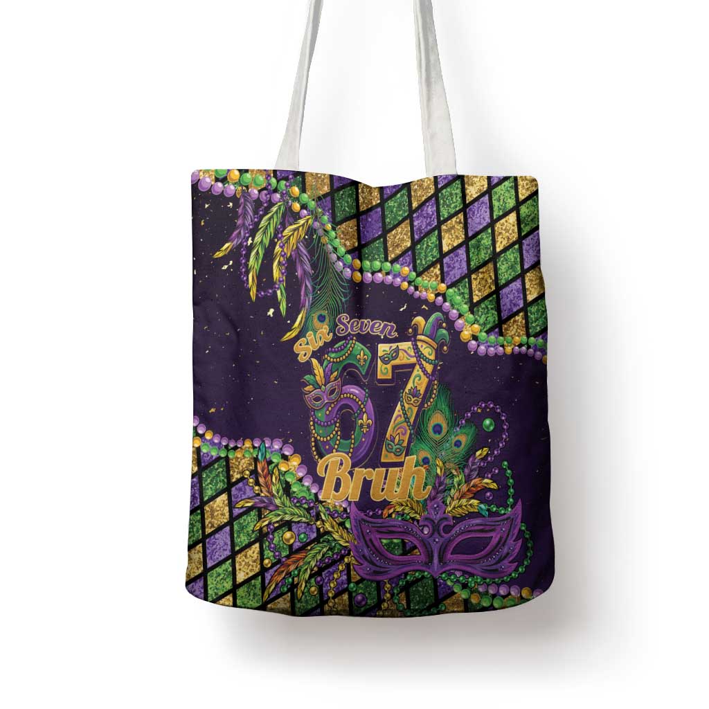 Six Seven Mardi Gras Tote Bag 67 Carnival Mask Beads - Wonder Print Shop