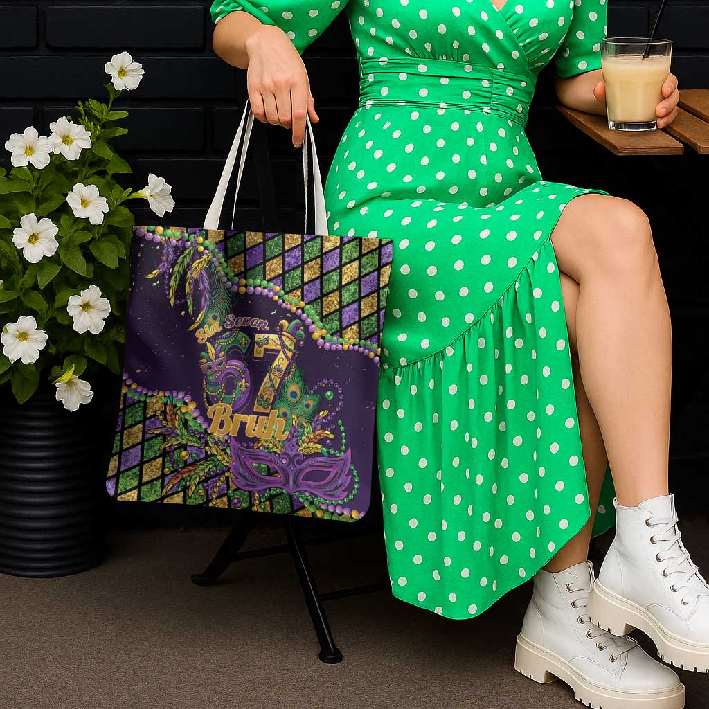 Six Seven Mardi Gras Tote Bag 67 Carnival Mask Beads - Wonder Print Shop