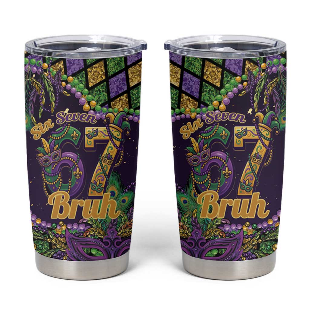 Six Seven Mardi Gras Tumbler Cup 67 Carnival Mask Beads - Wonder Print Shop