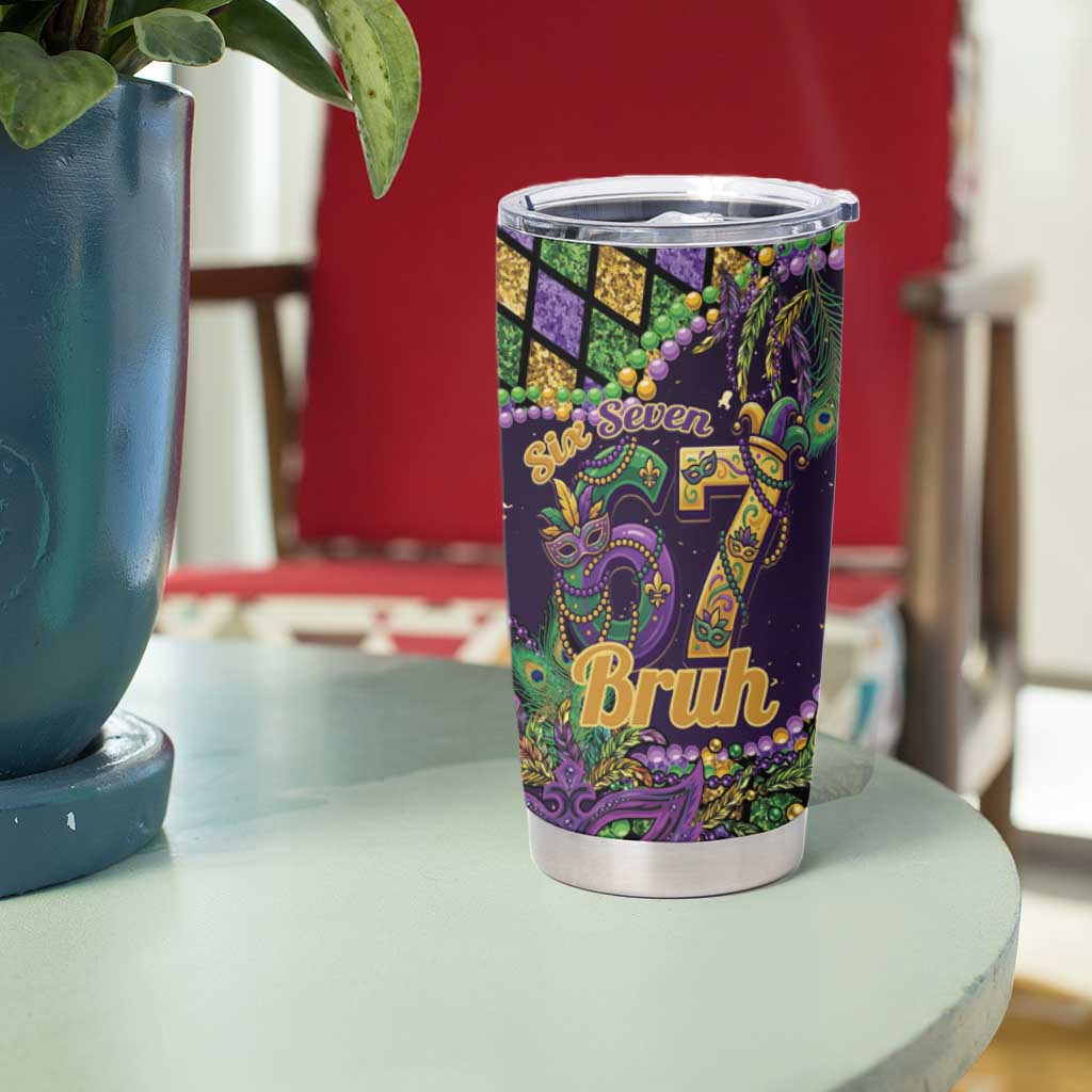 Six Seven Mardi Gras Tumbler Cup 67 Carnival Mask Beads - Wonder Print Shop