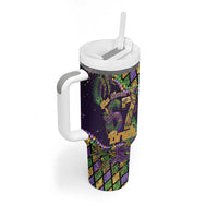Six Seven Mardi Gras Tumbler With Handle 67 Carnival Mask Beads - Wonder Print Shop