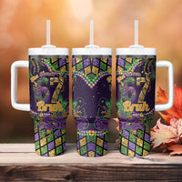 Six Seven Mardi Gras Tumbler With Handle 67 Carnival Mask Beads - Wonder Print Shop