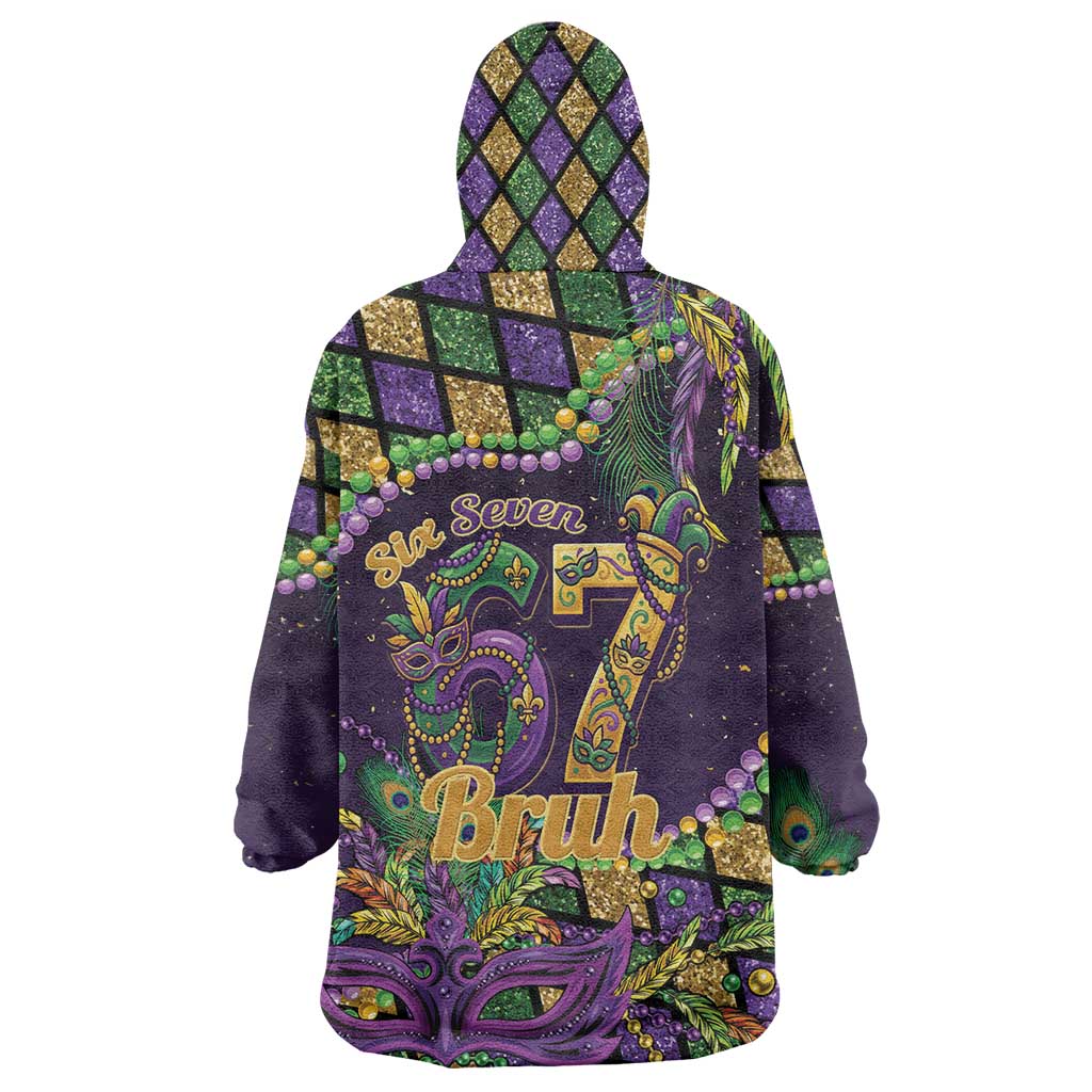Six Seven Mardi Gras Wearable Blanket Hoodie 67 Carnival Mask Beads - Wonder Print Shop