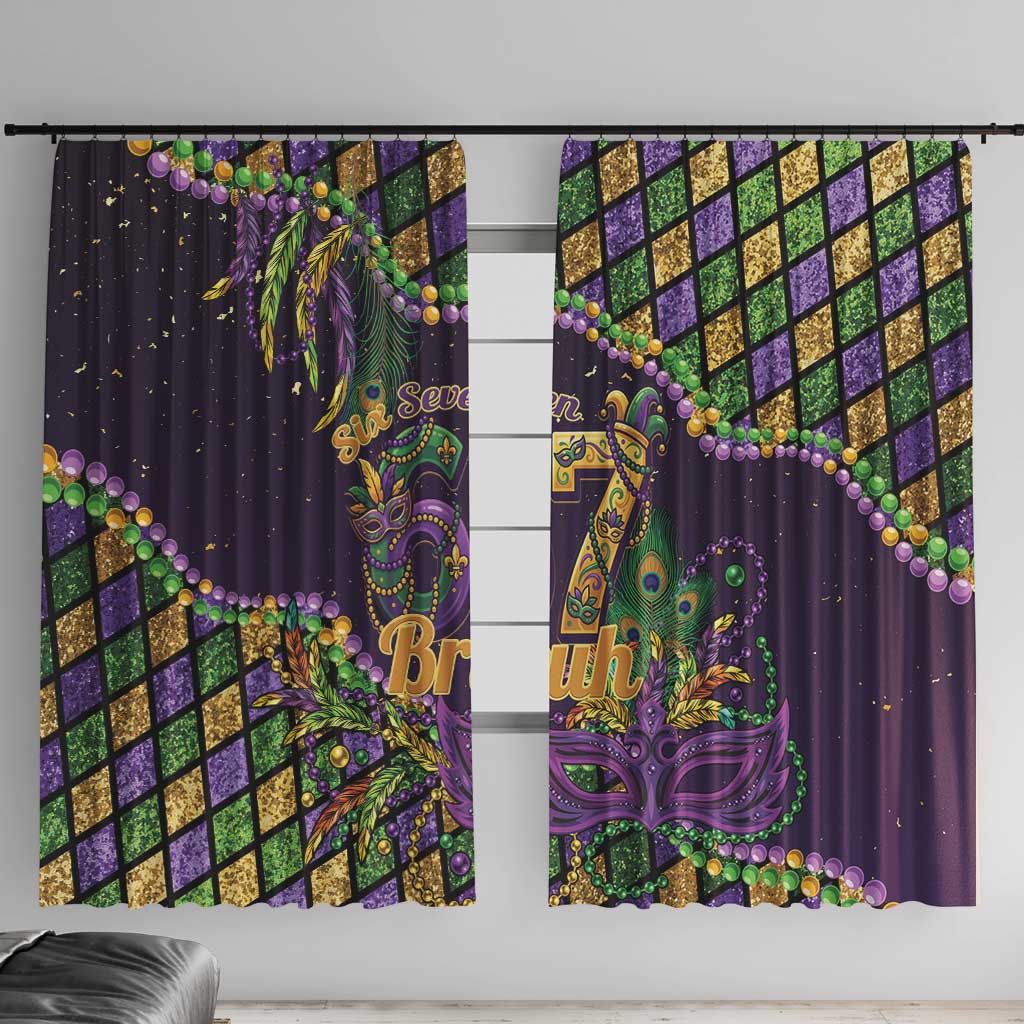 Six Seven Mardi Gras Window Curtain 67 Carnival Mask Beads - Wonder Print Shop