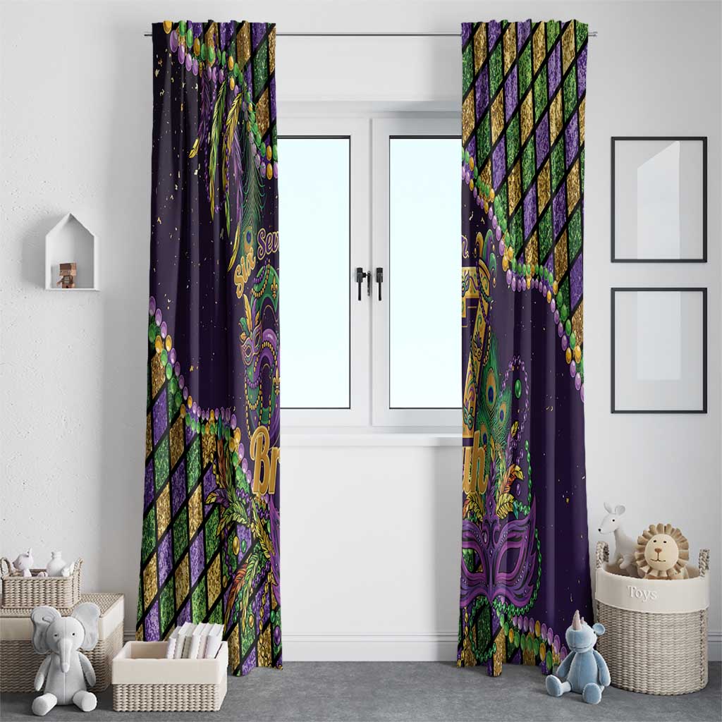 Six Seven Mardi Gras Window Curtain 67 Carnival Mask Beads - Wonder Print Shop