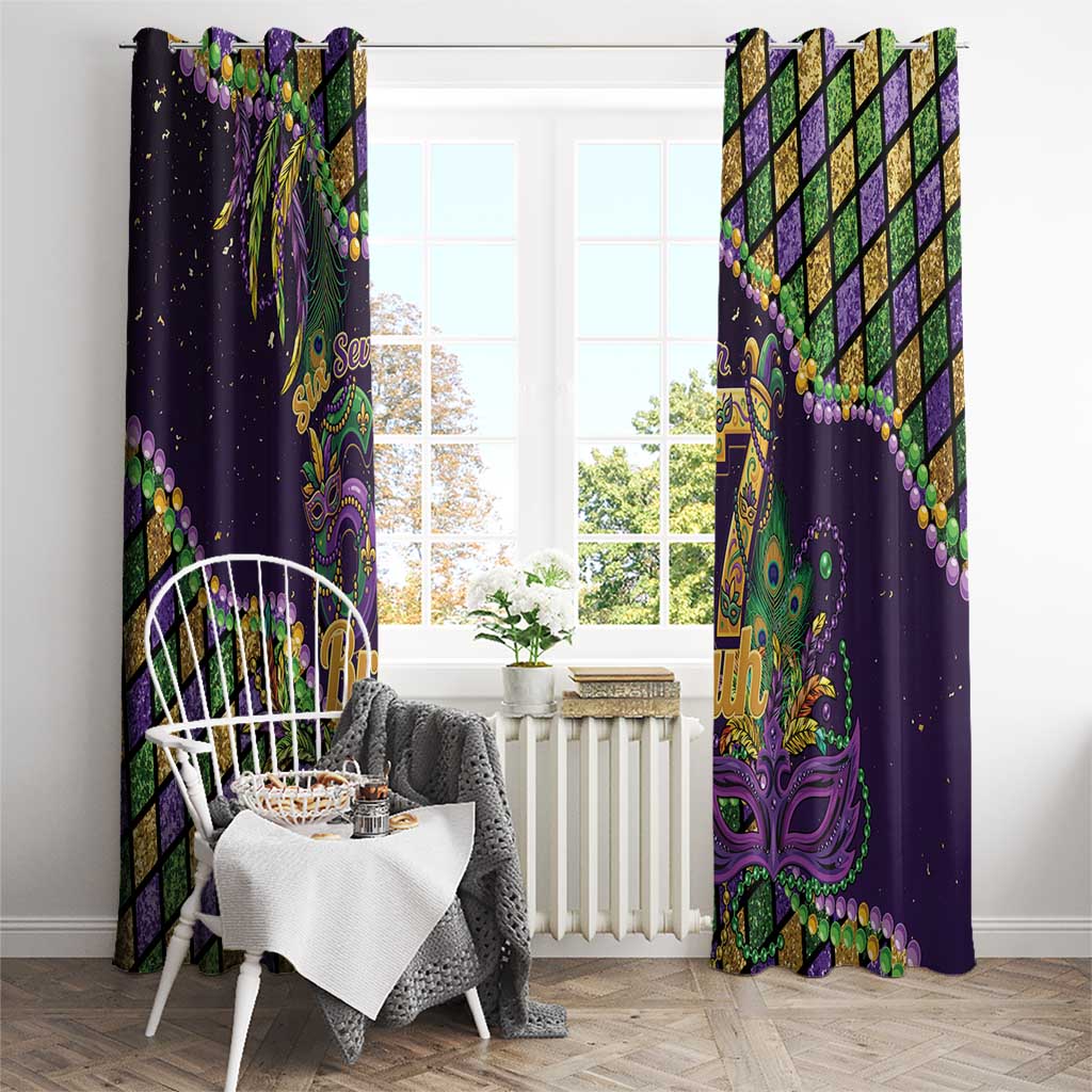 Six Seven Mardi Gras Window Curtain 67 Carnival Mask Beads - Wonder Print Shop