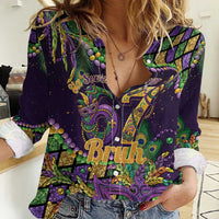 Six Seven Mardi Gras Women Casual Shirt 67 Carnival Mask Beads - Wonder Print Shop