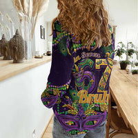 Six Seven Mardi Gras Women Casual Shirt 67 Carnival Mask Beads - Wonder Print Shop