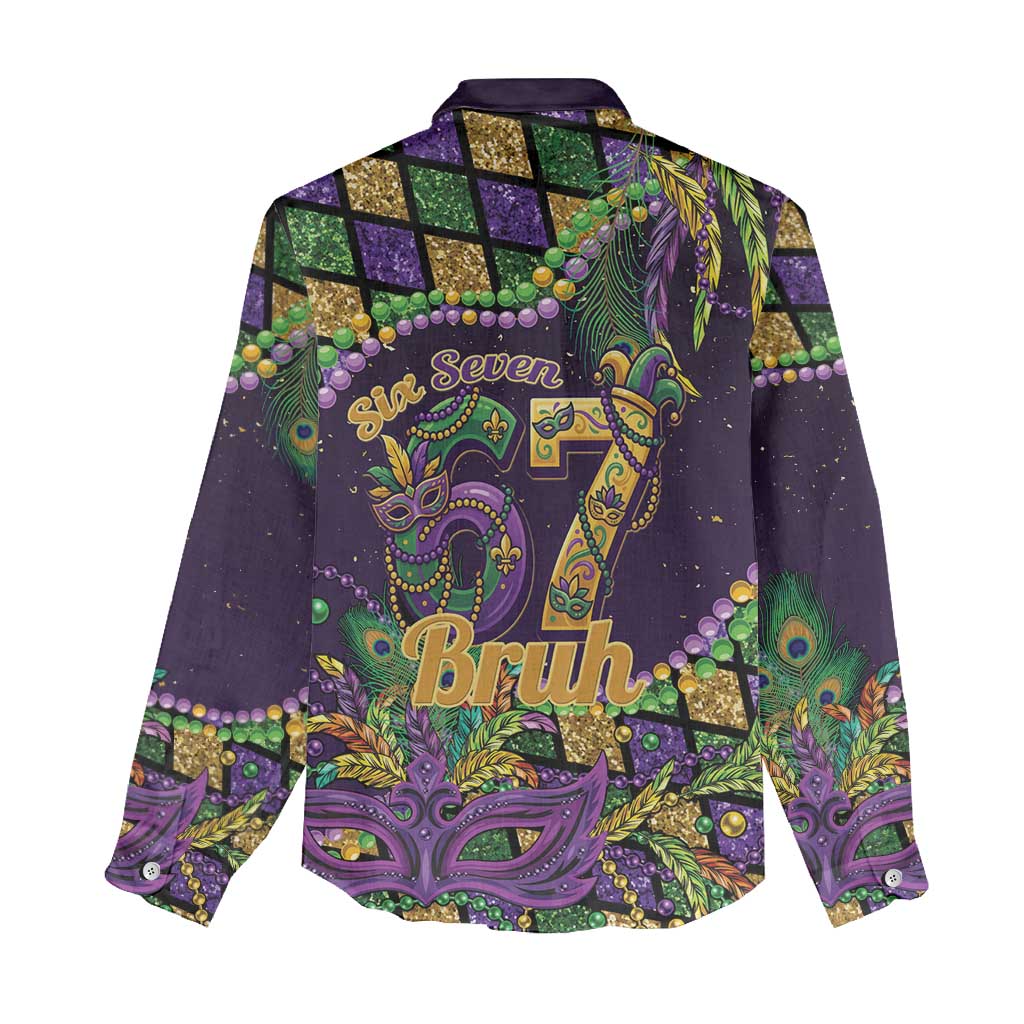 Six Seven Mardi Gras Women Casual Shirt 67 Carnival Mask Beads - Wonder Print Shop