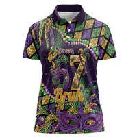 Six Seven Mardi Gras Women Polo Shirt 67 Carnival Mask Beads - Wonder Print Shop