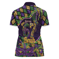 Six Seven Mardi Gras Women Polo Shirt 67 Carnival Mask Beads - Wonder Print Shop