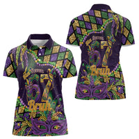 Six Seven Mardi Gras Women Polo Shirt 67 Carnival Mask Beads - Wonder Print Shop