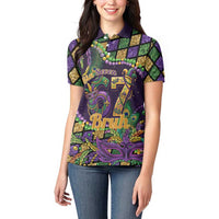 Six Seven Mardi Gras Women Polo Shirt 67 Carnival Mask Beads - Wonder Print Shop
