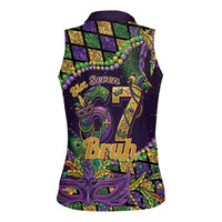Six Seven Mardi Gras Women Sleeveless Polo Shirt 67 Carnival Mask Beads - Wonder Print Shop