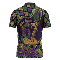 Six Seven Mardi Gras Zipper Polo Shirt 67 Carnival Mask Beads - Wonder Print Shop