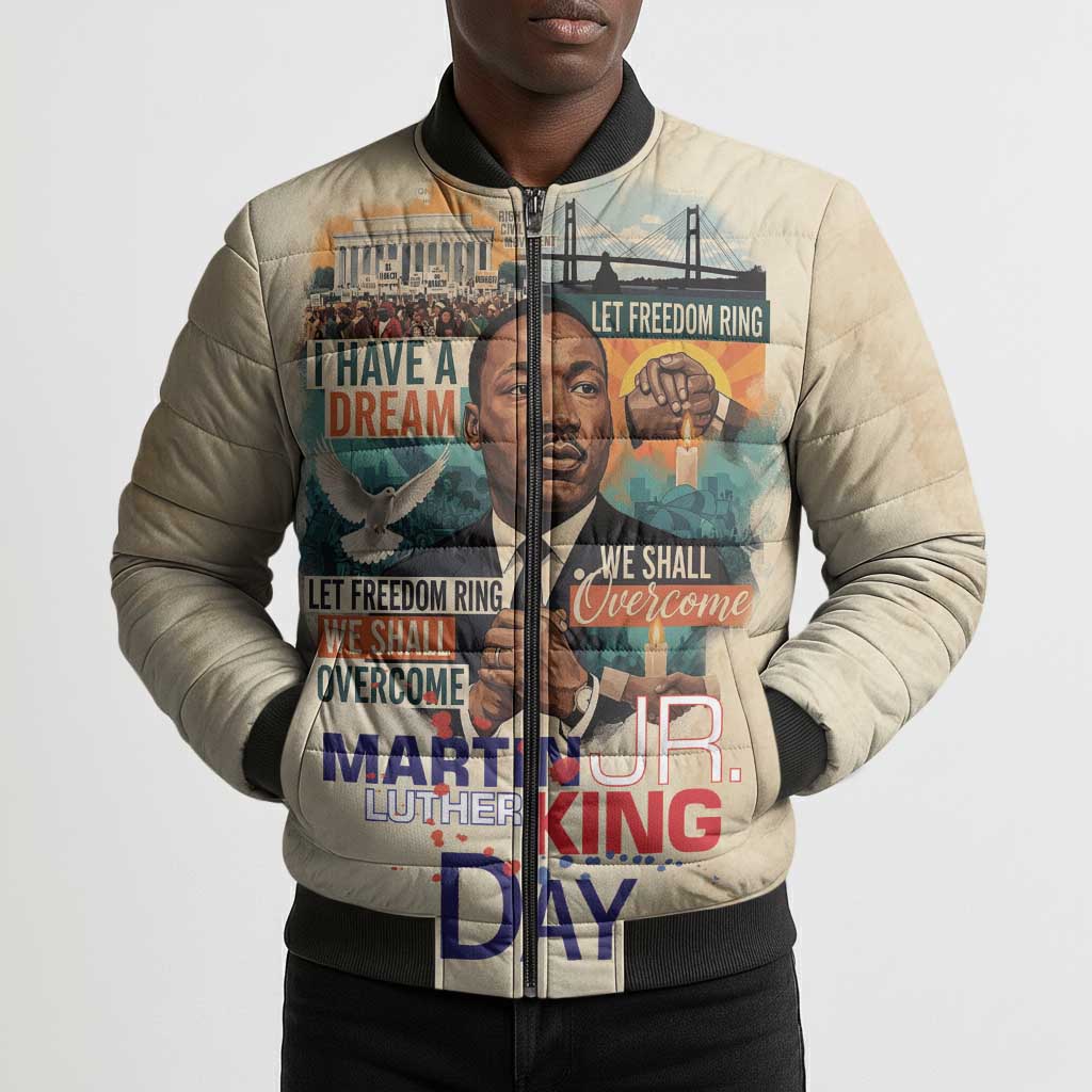 Martin Luther King MLK Bomber Puffer Jacket I Have a Dream Vintage Art - Wonder Print Shop
