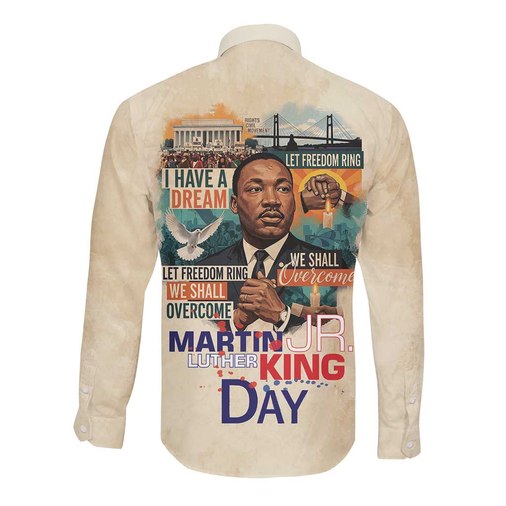 Martin Luther King MLK Long Sleeve Button Shirt I Have a Dream Vintage Art - Wonder Print Shop
