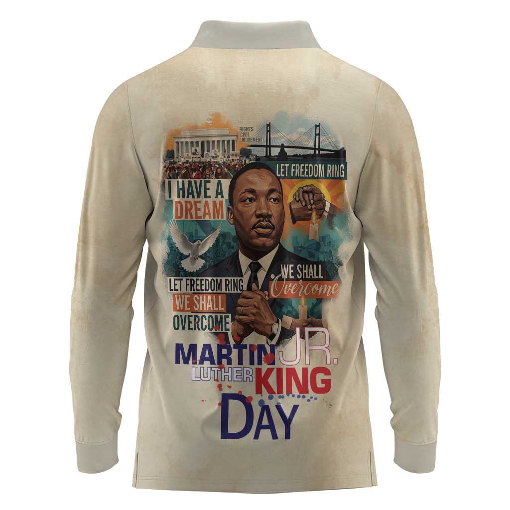 Martin Luther King MLK Long Sleeve Polo Shirt I Have a Dream Vintage Art - Wonder Print Shop