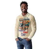 Martin Luther King MLK Long Sleeve Polo Shirt I Have a Dream Vintage Art - Wonder Print Shop