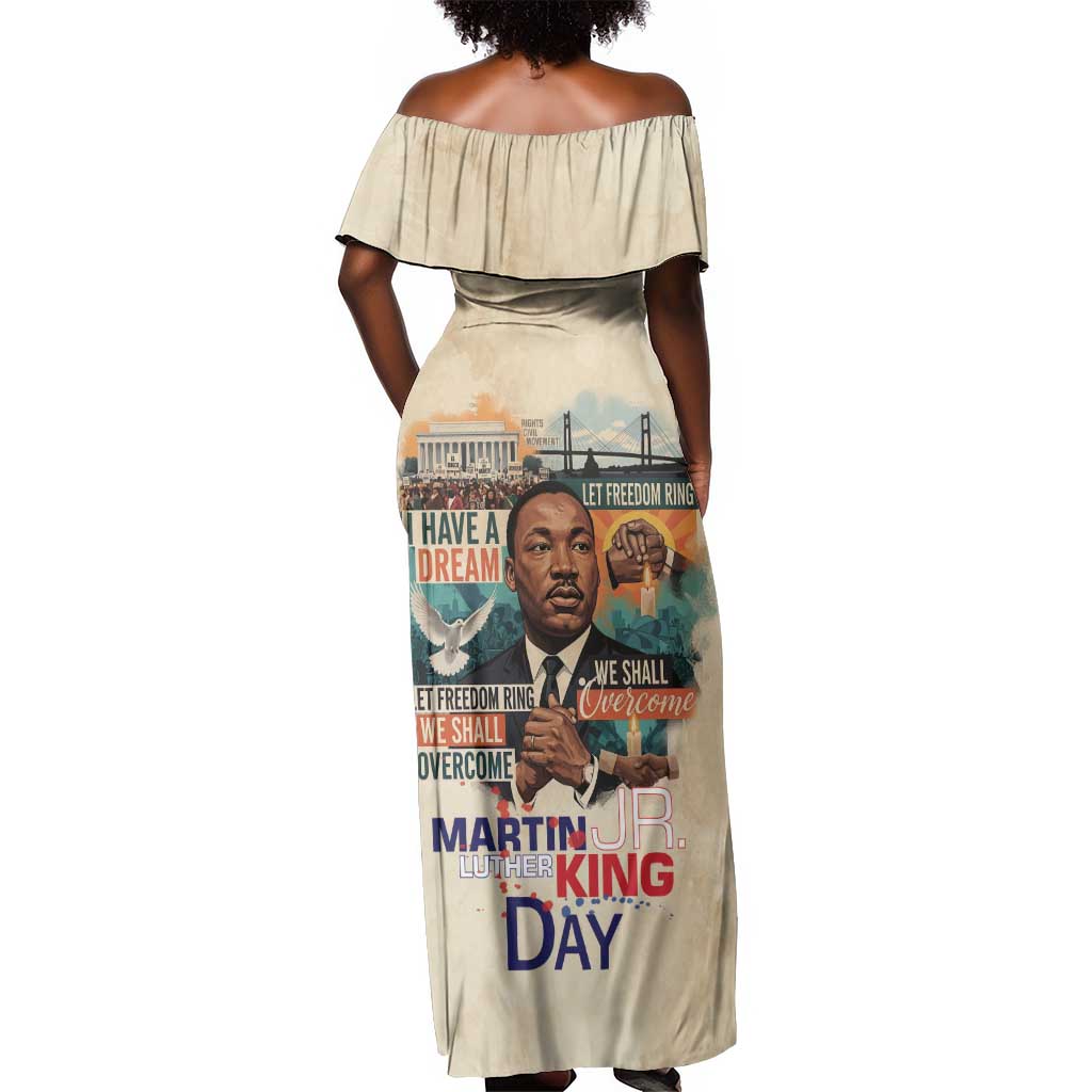 Martin Luther King MLK Off Shoulder Maxi Dress I Have a Dream Vintage Art - Wonder Print Shop