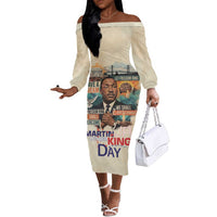 Martin Luther King MLK Off The Shoulder Long Sleeve Dress I Have a Dream Vintage Art - Wonder Print Shop