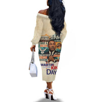 Martin Luther King MLK Off The Shoulder Long Sleeve Dress I Have a Dream Vintage Art - Wonder Print Shop