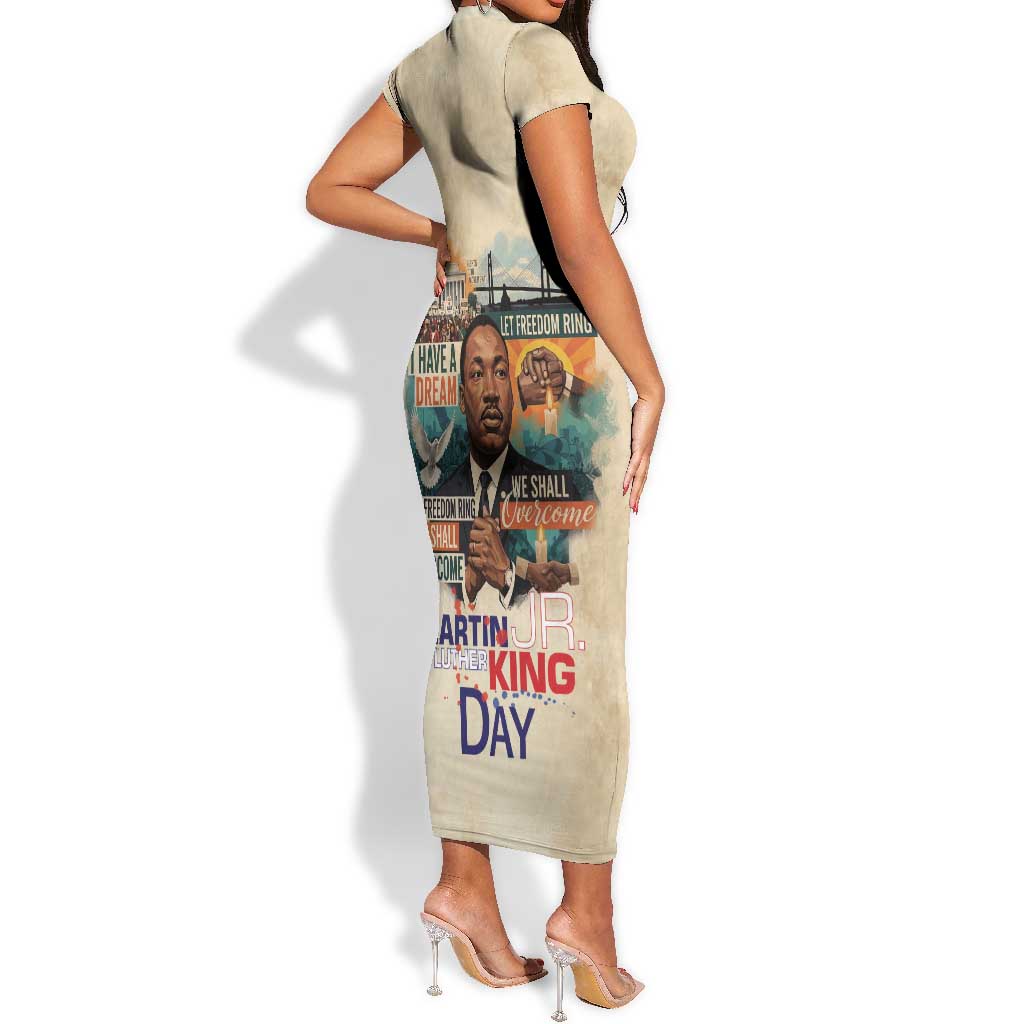 Martin Luther King MLK Short Sleeve Bodycon Dress I Have a Dream Vintage Art - Wonder Print Shop