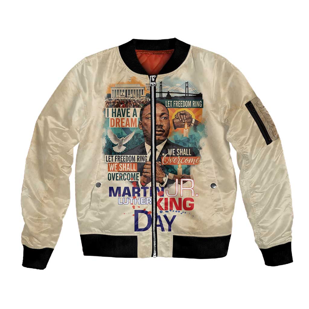 Martin Luther King MLK Sleeve Zip Bomber Jacket I Have a Dream Vintage Art - Wonder Print Shop
