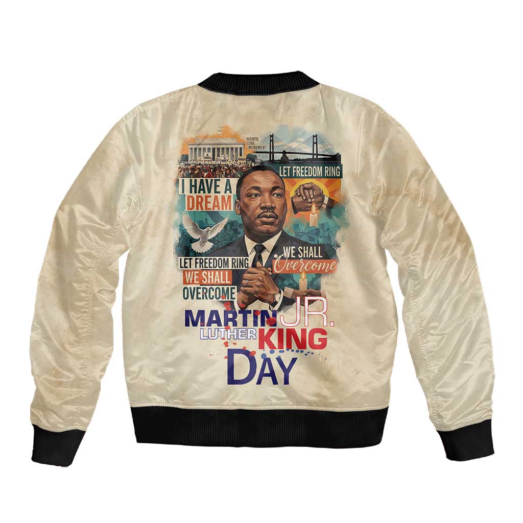 Martin Luther King MLK Sleeve Zip Bomber Jacket I Have a Dream Vintage Art - Wonder Print Shop
